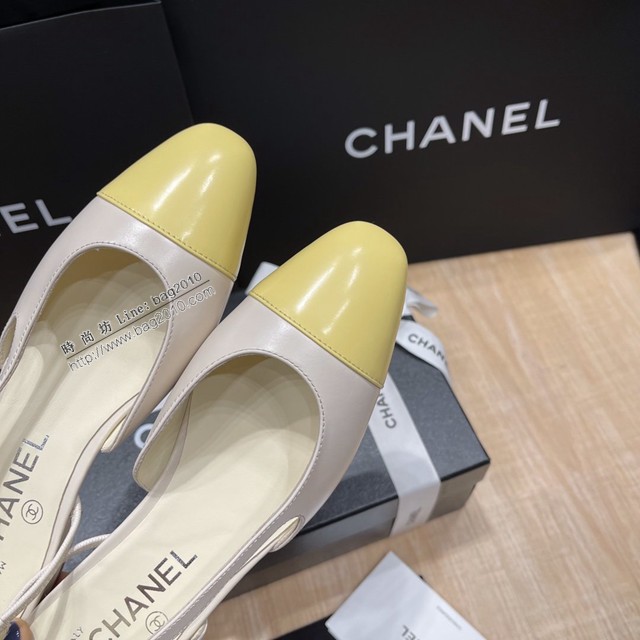 Chanel專櫃經典款女士涼鞋 香奈兒時尚sling back涼鞋平跟鞋6.5cm中跟鞋 dx2565